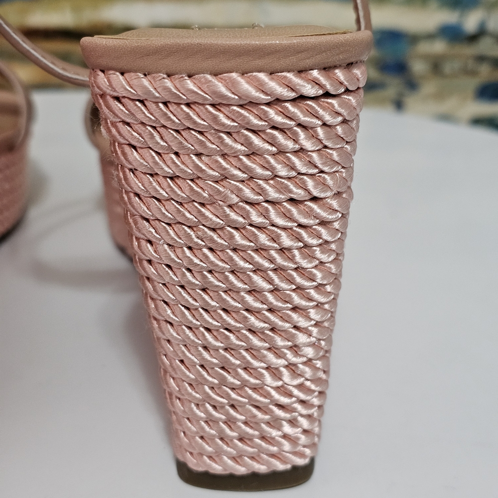 Steve Madden Tory Twist Blush Lea Leather Wedge Sandals Size 8 - Picture 9 of 13